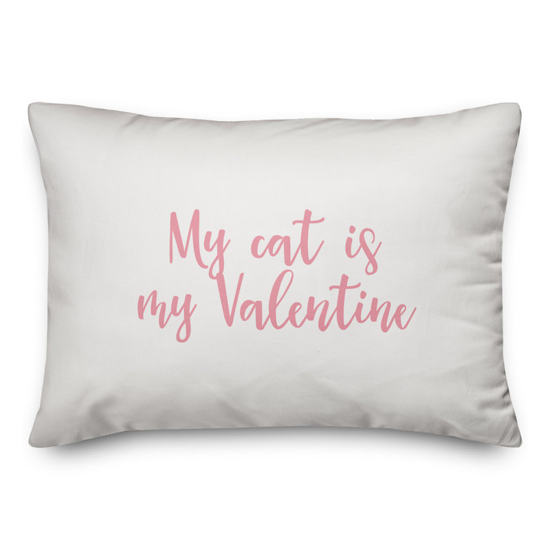  Coussin My Cat Is My Valentine, Rose / blanc