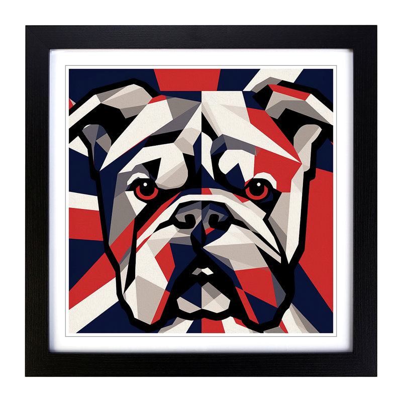British Bulldog Constructivism No.2 - Framed Print, Black