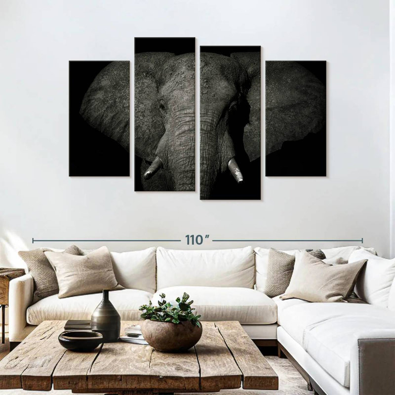 Brampt Mud Covered Elephant, 54'' H x 84'' W
