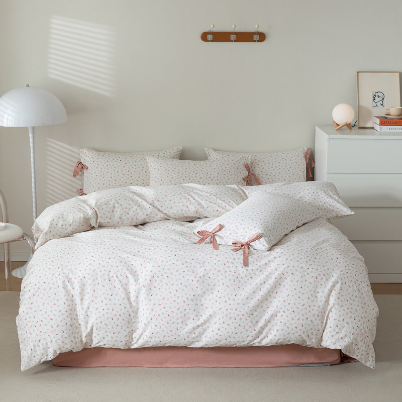 Ensemble de housse de couette à imprimé floral en pur coton, Housse de couette pour très grand lit et 2 taies 