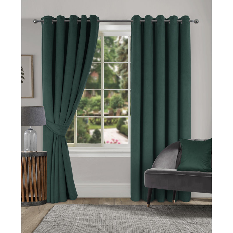 Meghann Eyelet Room Darkening Thermal Curtains, 229 W x 229 D cm, Green
