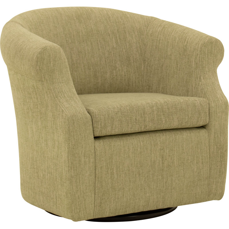 Buril Upholstered Swivel Barrel Chair, Hapden Spring Green Polyester Blend