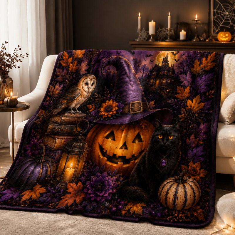 Jeté d'Halloween citrouille d'Halloween citrouille, douillette en molleton chaud pour canapé-lit, salon, décoration de la maison