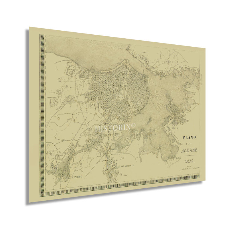 Carte de la Havane 1875 1875, H 24 po x l 36 po