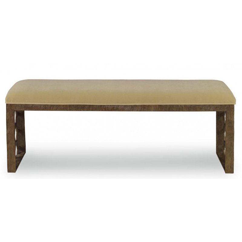Angeline Upholstered Dining Bench, Tumeric, Serrated Aztec Gold