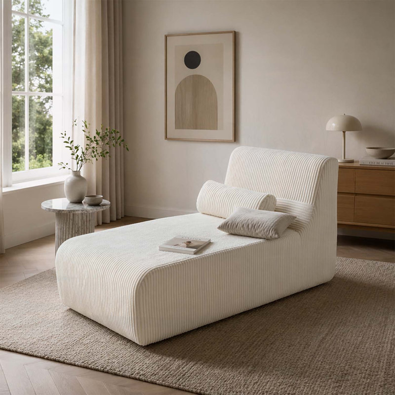 Modern Chaise Lounge with Customizable Modular Design and Ergonomic Support, Beige