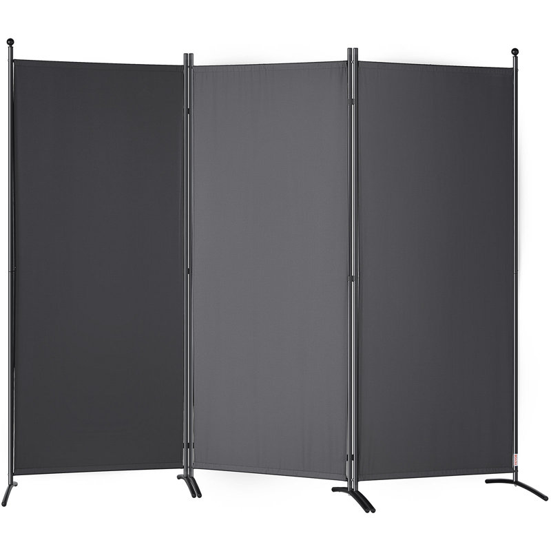 Paravent de 1,86 m (6,1 pi) pliable en tissu, gris foncé, pour bureau, chambre, salle à manger, bureau., Gris foncé