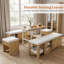 Ensemble de table de coin-repas extensible avec bancs et tabourets de rangement, ensemble de table de salle à manger de coin 6 pièces-380661249-380661248-380661501