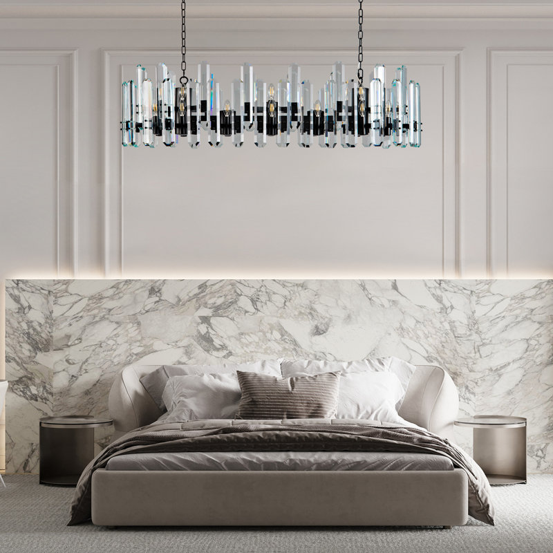  Modern Luxury Crystal Chandelier, Satin Black