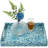 Serving Tray 15.7" X11.8", Lacquer Mother Of Pearl Inlay Mosaic Tray, Rectangle Wooden Marble Tray With Handles Trays For Tea, Breakfast In Bed, Table (Flower Style)