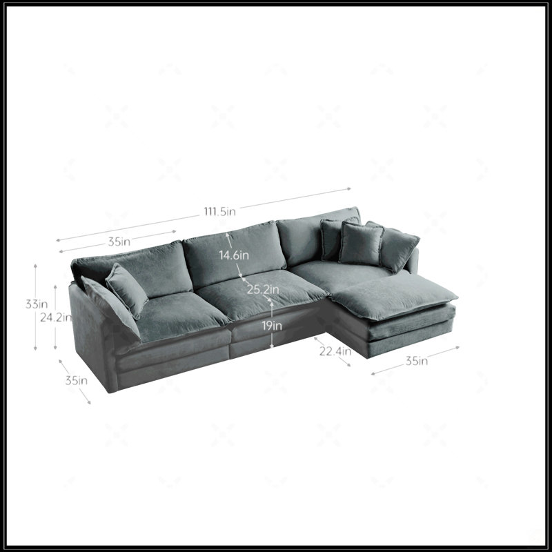 Canapé modulaire surdimensionné en L avec repose-pieds réversible