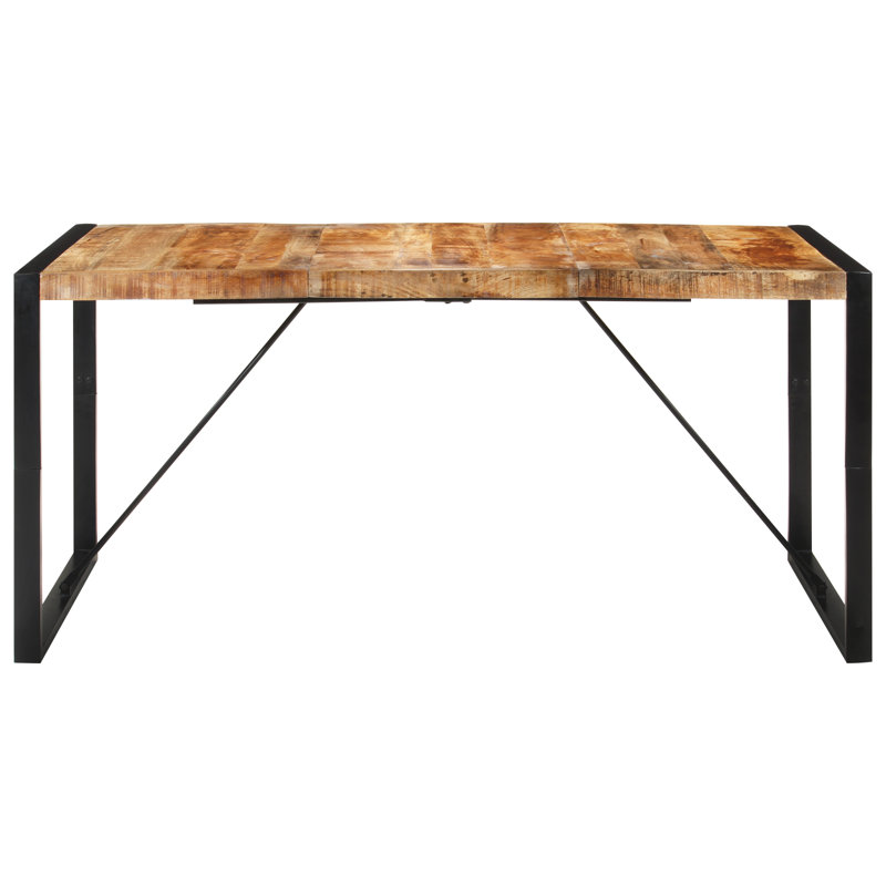 Price Solid Wood Top Metal Base Dining Table, H75 x L220 x W100cm