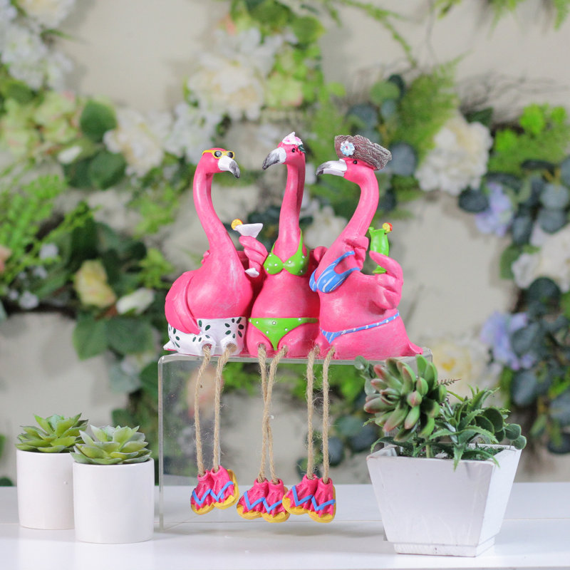 Statue de jardin d'extérieur 9 "Three Amigos Beach Flamants