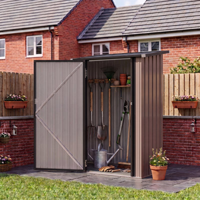 3 ft. W x 2 ft. D Outdoor Metal Lean To Shed with Sloping Roof, Lockable Door