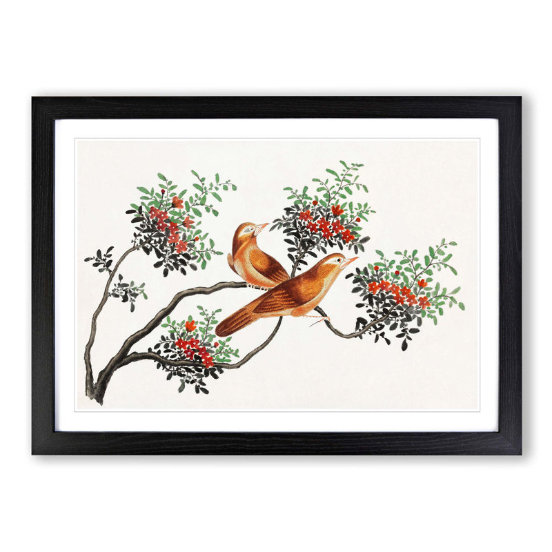 Birds of China - Picture Frame Painting Print, 48cm H x 65cm W x 2cm D, Black Framed