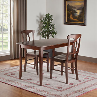 Irith Walnut Dining Set with Key Hole Back Chairs