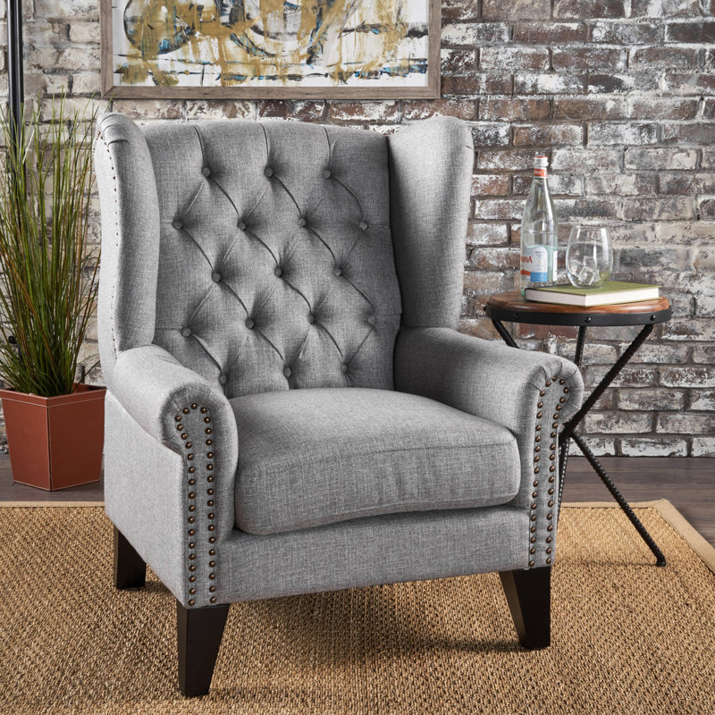 Fauteuil d'appoint à dossier en tissu gris durable, Gris