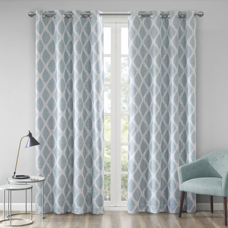 Daveon Single Curtain Panel, Aqua