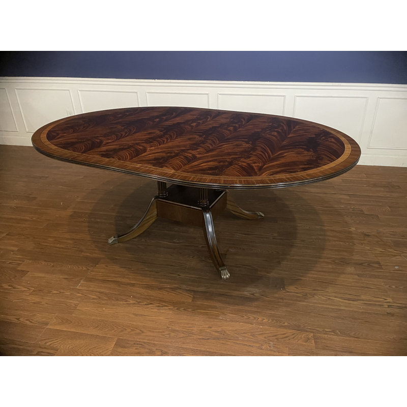 60" Round Banded Mahogany Dining Table
