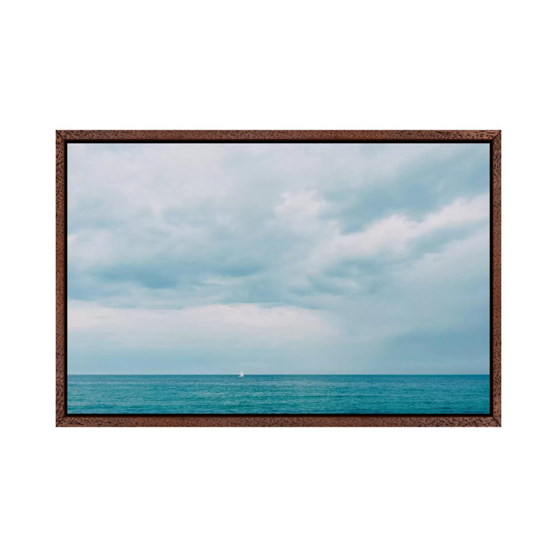 Barcelona Blue by Bethany Young - Print on Canvas, 45.72cm H x 66.04cm W x 3.81cm D, Classic Brown Wood Framed
