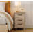 Nightstand With Charging Station, Side Table With One Drawer & One Cabinet, Beige-2075620409