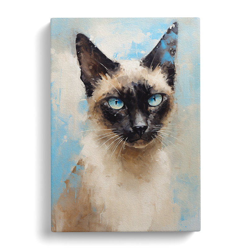 Siamese Cat Impressionism No.2 - Wrapped Canvas, 50cm H x 35cm W x 3cm D