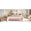 Lit plateforme tapissier pour enfant complet en forme de chat, cadre de lit pour enfant à profil bas de style princesse pour chambre à coucher, blanc et rose-917340044