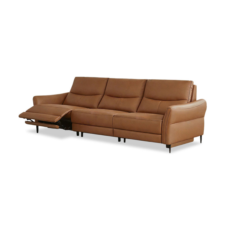 Canapé modulaire orange en similicuir, H 36,22 po x l 105,51 po x P 38,19 po