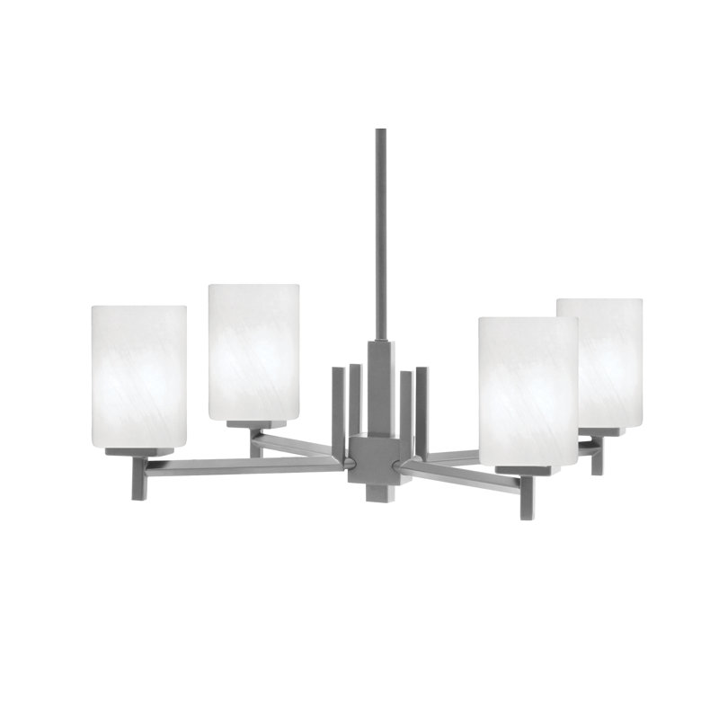 Lustre 4 lumières Fausley en laiton avec verre marbré 4 po, Graphite
