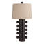 Lampe de table en grès à pois en relief et abat-jour en lin