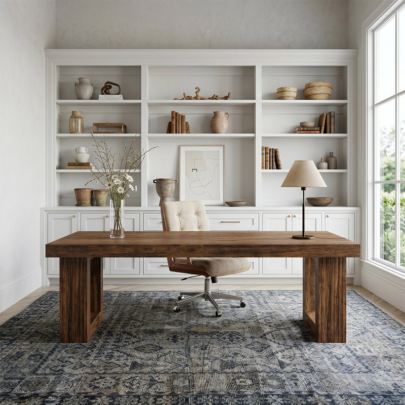 86.6-inch Extra-Long Two Person Desk, Double Computer Writing Table for Home Office