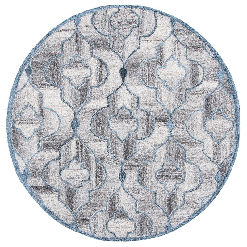 Merignac Hand Tufted Performance Geometric Rug, Round 6'