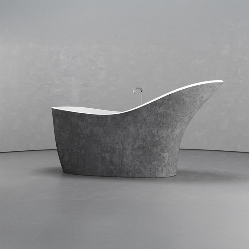 67.3 in. L Freestanding Soaking Tub, Gray/White