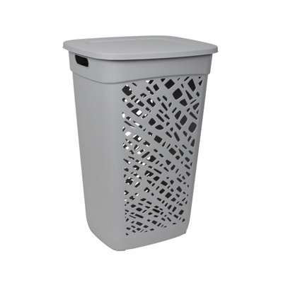  Panier à linge incassable en mosaïque incassable 60L - gris foncé, design élégant, fabriqué en France