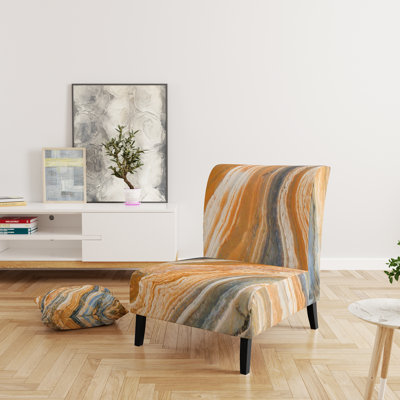 Abstract Colorful Upholstered Slipper Chair - Modern Velvet Accent Chair
