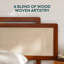 Neil Bed Frame with Rubber Wood and Rattan Headboard – Japanese Elegant Minimalist Design, Sturdy Construction, Easy Assembly – King, Milk Chocolate-881668055-881668052