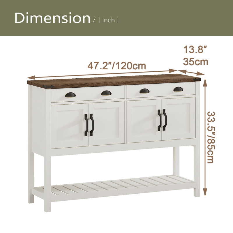 Armoire de rangement 47 po Modern Farmhouse, Blanc/Noir