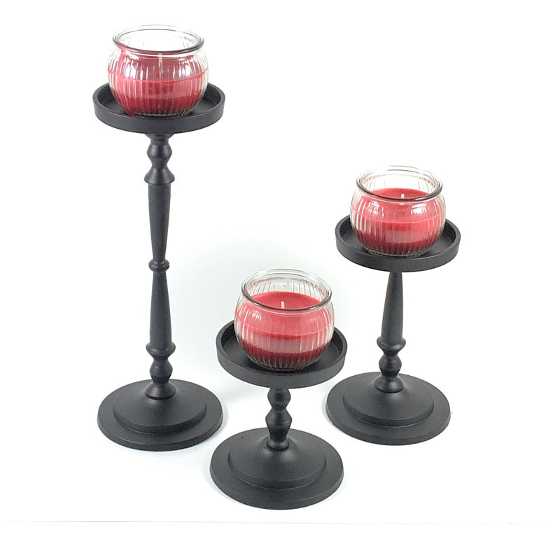 Ensemble de chandelles en métal 3 pièces, Noir mat