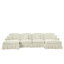 Grand canapé Mid-Century moderne en chenille 4 places avec accoudoirs évasés, jupes à plis à volants amovibles et 2 repose-pieds mobiles pour le salon-1060247911