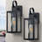 Black Outdoor Wall Lantern With Tempered Glass Shade And Closed Bottom (2-pack)