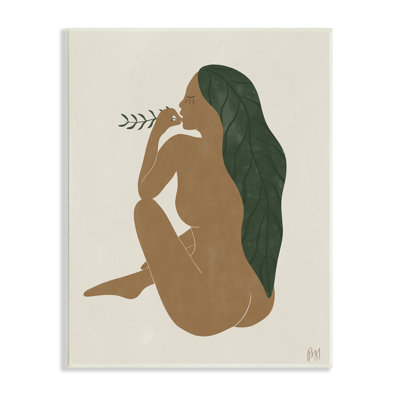 «Nude Woman Soft Sitting Pose Curved Body» par Birch & Ink - impression sur toile tendue