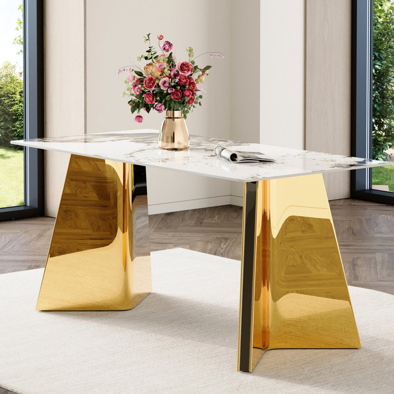 Table de 63 po x 31,5 po x 30 po avec pieds en acier inoxydable - Scratch pour une utilisation à long terme de qualité, Doré