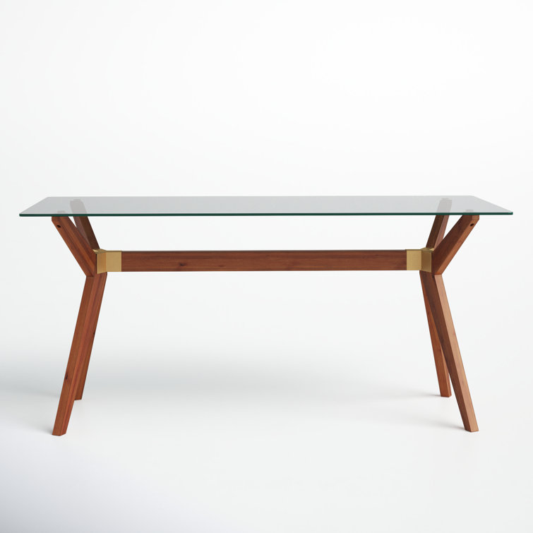 AllModern Walter Glass Top Solid Wood Base Writing Desk Reviews Wayfair