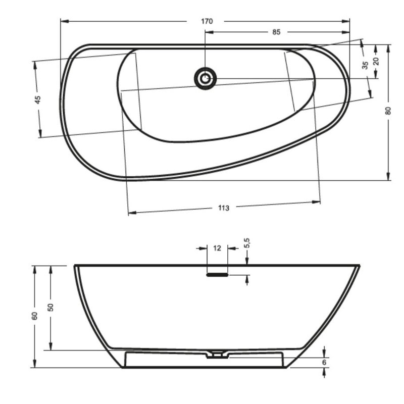 x Soaking Acrylic Bathtub
