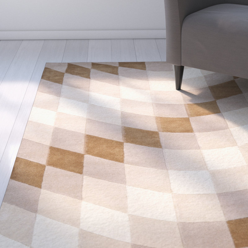 Amini Hand-Tufted Wool Sand Area Rug, Rectangle 5' x 8'