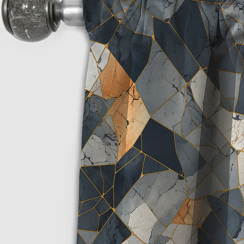 Rideau occultant gris industriel chic en marbre gris - 1 panneau, L 52 po x L 95 po