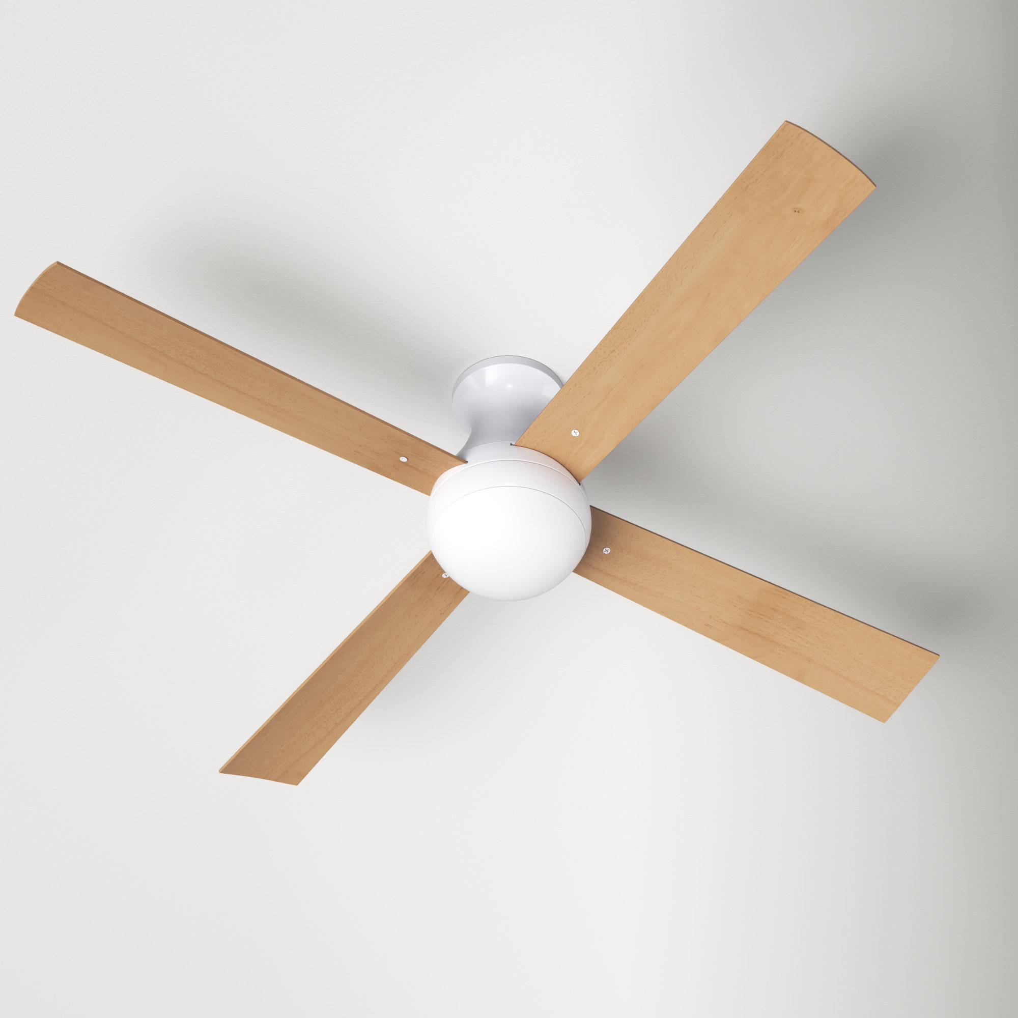 52'' 4 Blade Ceiling Fan with LED Light Kit, Handheld Remote Control (2-wire), Maple, Gloss White