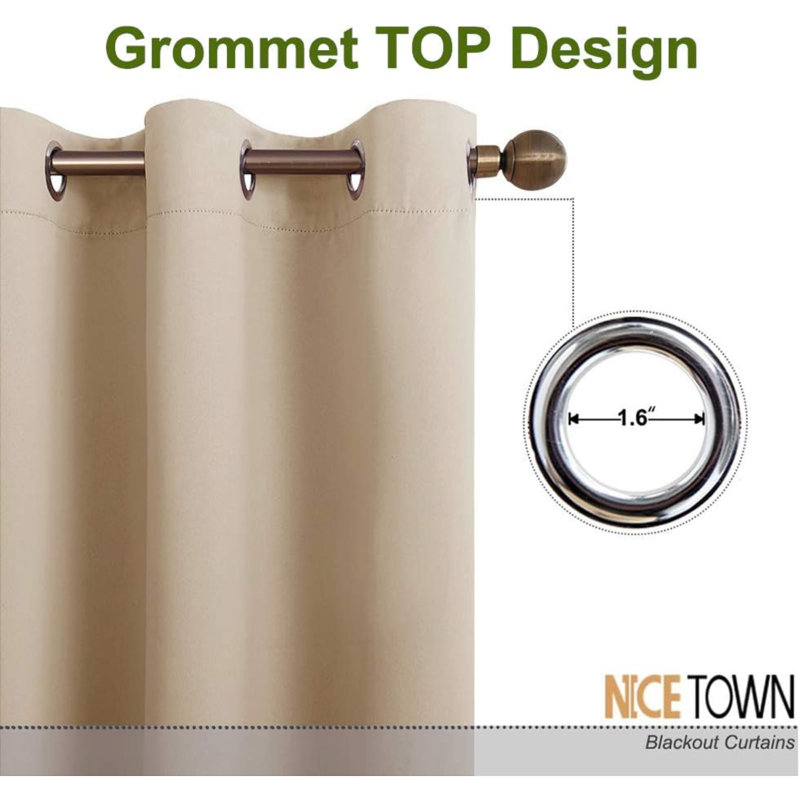 Blackout Curtain Pair, 52" W x 84" L, Biscotti Beige