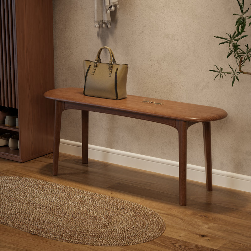 Curved Edge Solid Wood Bench – Multi-Functional for Entry, Dining Chair, or Bed End, Brown