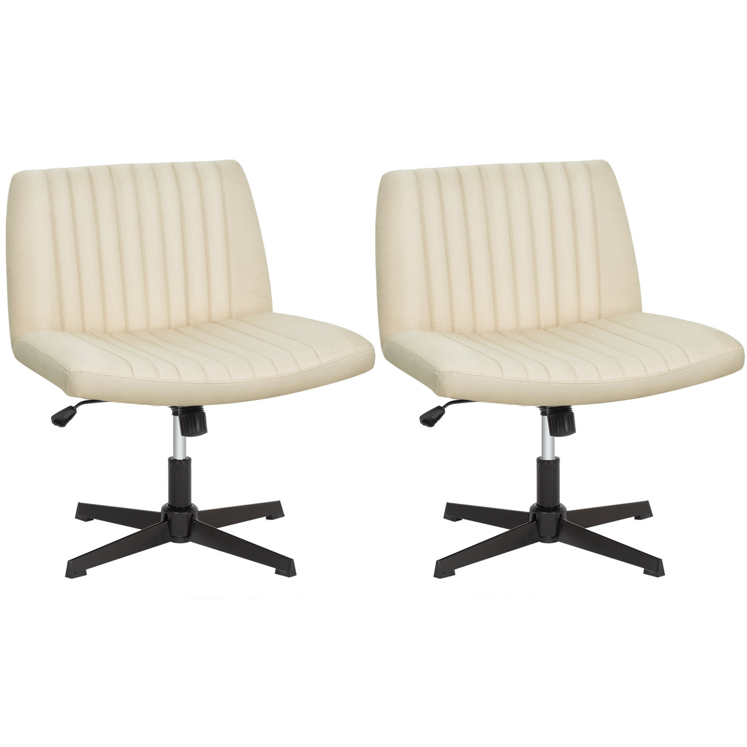 Criss Cross Beige Desk Chair No Wheels Gaming Chair Criss-Cross